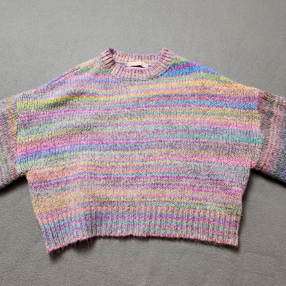 URBAN OUTFITTERS Agatha balloon sleeve rainbow sweater - Picture 5 of 15